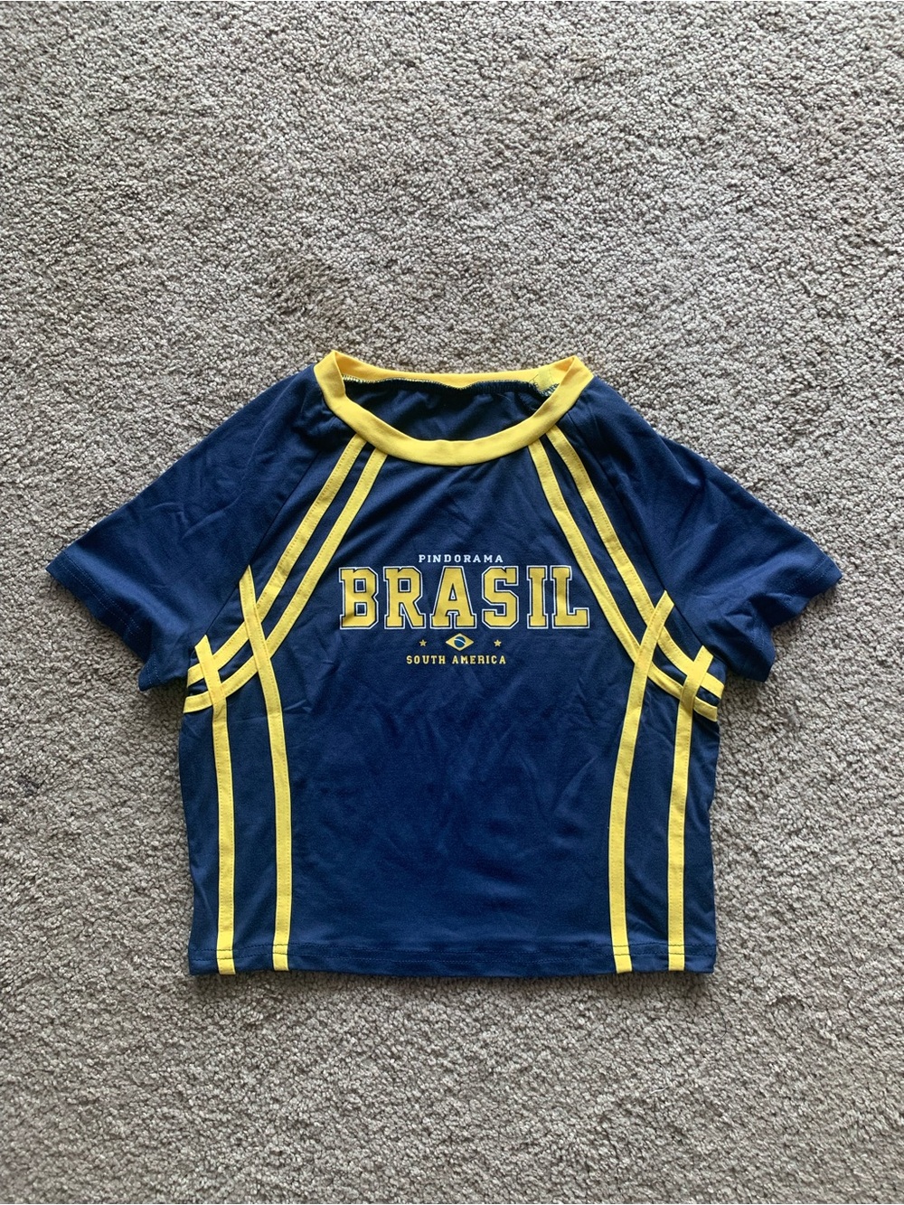 Blue Brazilian Women Top - Tight Fitting Short T Shirt Size Small